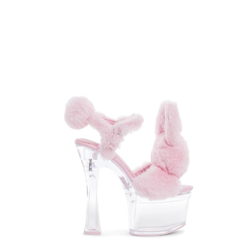 Plush Paws Platform Heels - Pink