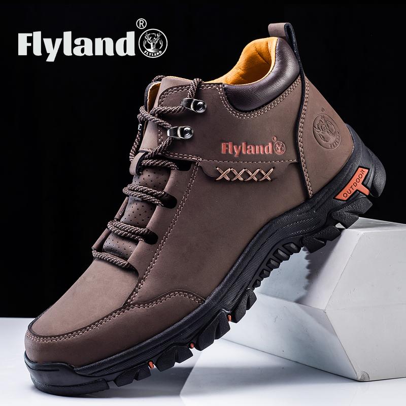 FLYLAND Men's Classical Vintage Genuine Leather Chukka Boots Casual Outdoor Shoe Dress Boots Walking Shoes