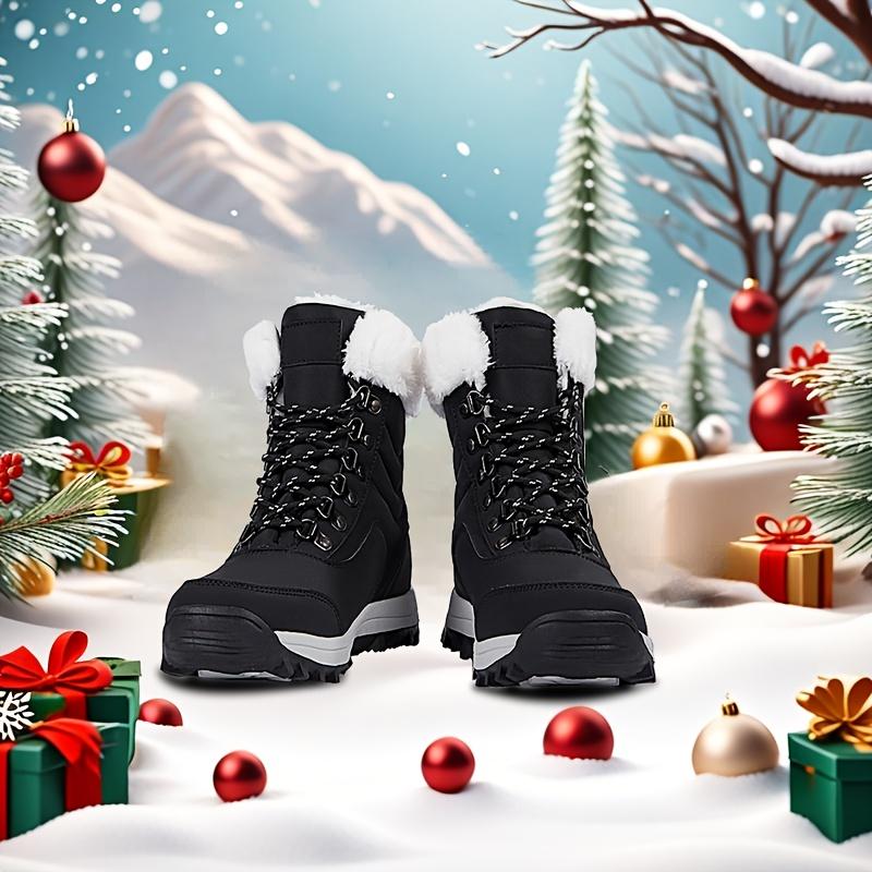 Women's Velvet Thicken High Quality Warm Snow Boots, Winter Outdoors Non-Slip Waterproof Walking Shoes, Autumn and Winter Camping Shoes