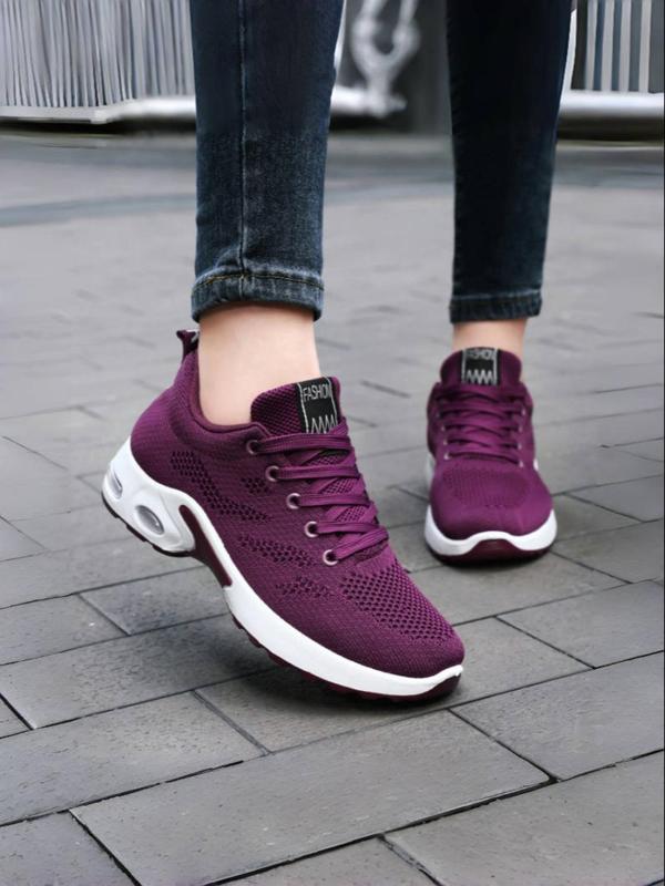 Women's Fashionable Lace Up Low Top Sneakers, Casual Comfortable Breathable Sports Running Shoes, Soft Sole Air Cushion Walking Shoes for Daily Wear