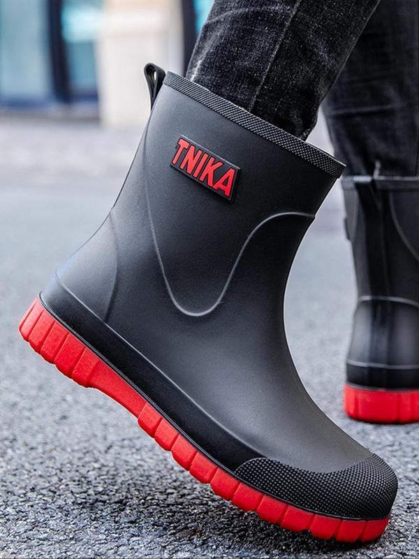 Men's Fashionable Solid Color Rain Boots, Casual Comfortable Waterproof Non-slip Work Shoes for Outdoor Fishing Worksite Kitchen Chef, Male All-match Trendy Shoes for Daily Wear