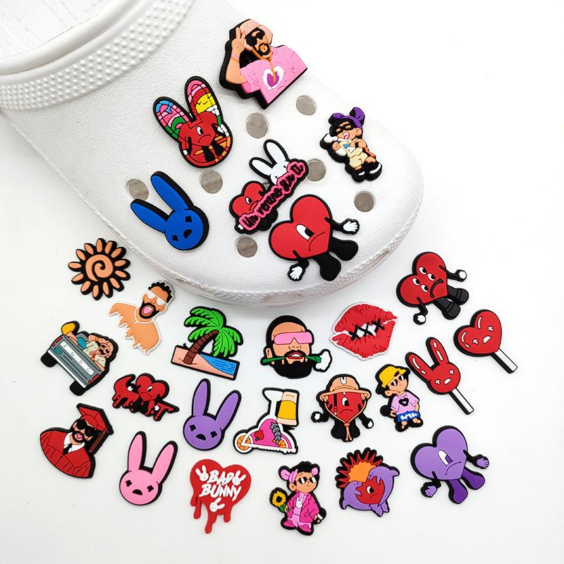 26pcs set cartoon bad rabbit series hole shoes shoe flower decoration buckle personality DIY garden shoe buckle accessories