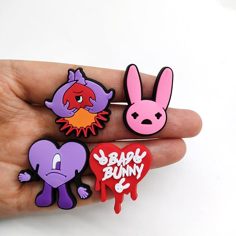 26pcs set cartoon bad rabbit series hole shoes shoe flower decoration buckle personality DIY garden shoe buckle accessories