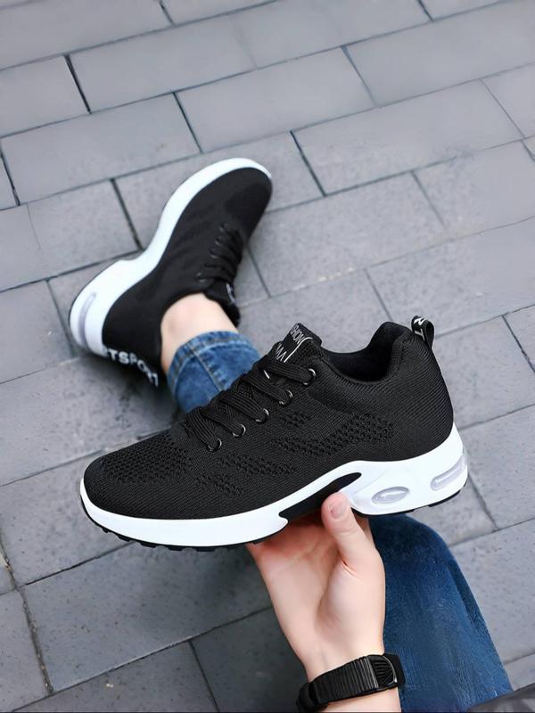 Women's Fashionable Lace Up Low Top Sneakers, Casual Comfortable Breathable Sports Running Shoes, Soft Sole Air Cushion Walking Shoes for Daily Wear