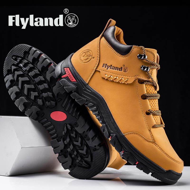 FLYLAND Men's Classical Vintage Genuine Leather Chukka Boots Casual Outdoor Shoe Dress Boots Walking Shoes