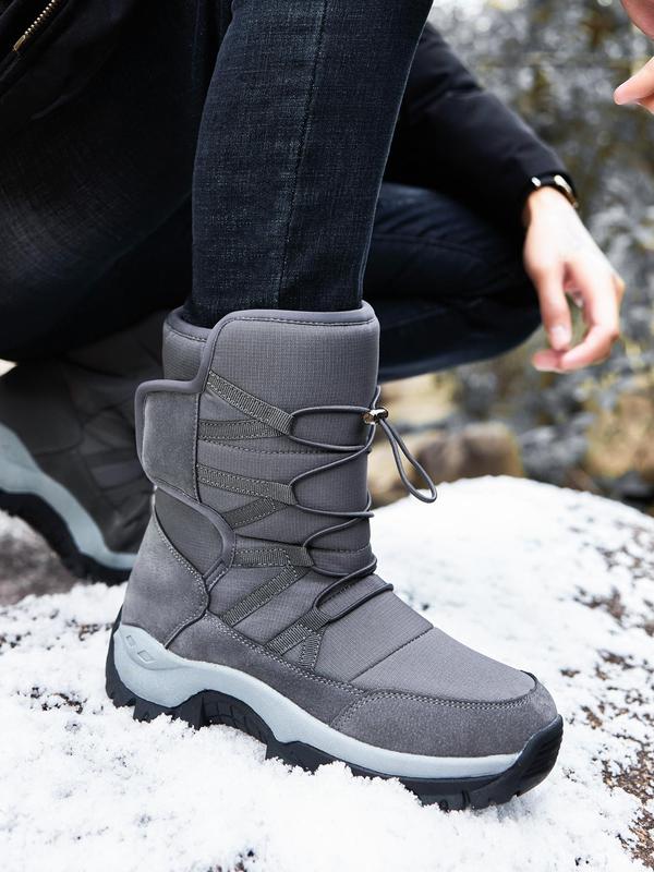 Men's Winter Snow Boots, Outdoor Warm Mid Calf Waterproof Durable Boot, Non-slip Warm Climbing Shoes for Outdoor Activities