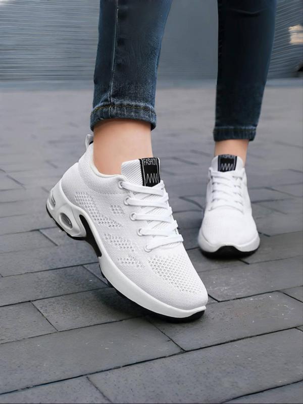 Women's Fashionable Lace Up Low Top Sneakers, Casual Comfortable Breathable Sports Running Shoes, Soft Sole Air Cushion Walking Shoes for Daily Wear