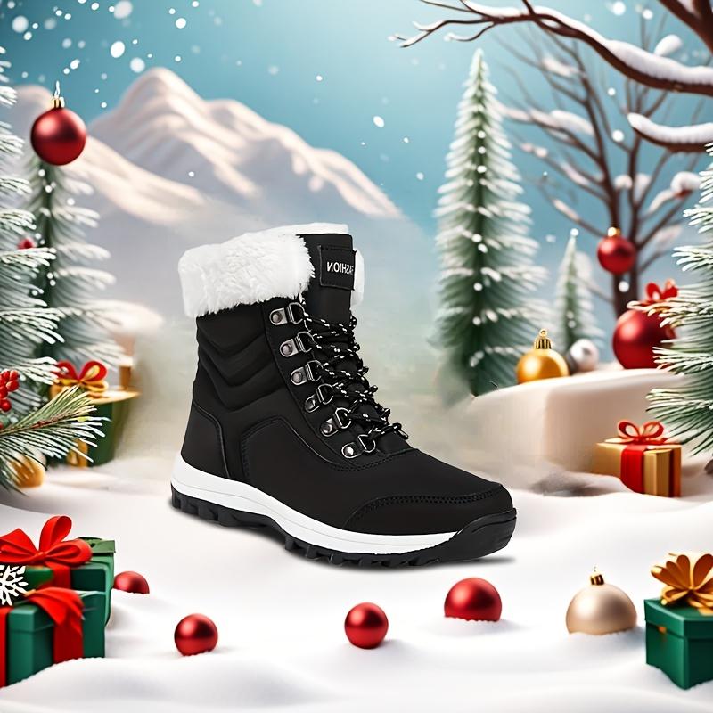 Women's Velvet Thicken High Quality Warm Snow Boots, Winter Outdoors Non-Slip Waterproof Walking Shoes, Autumn and Winter Camping Shoes