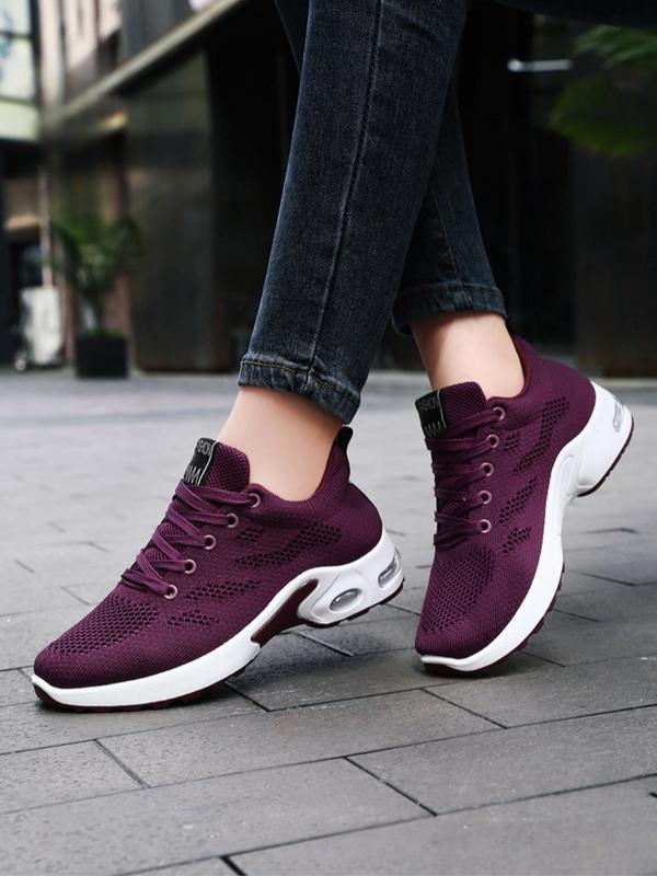 Women's Fashionable Lace Up Low Top Sneakers, Casual Comfortable Breathable Sports Running Shoes, Soft Sole Air Cushion Walking Shoes for Daily Wear