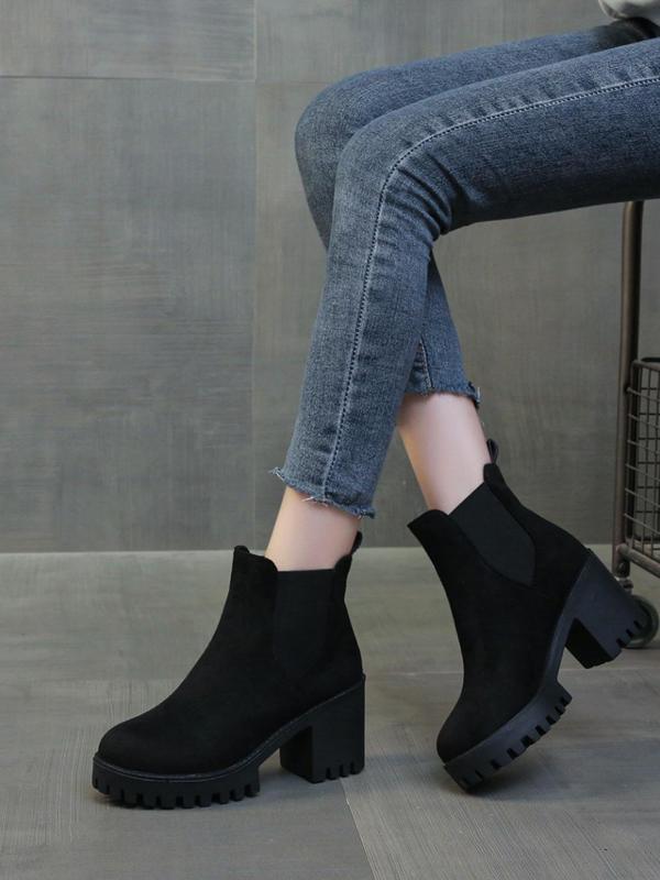 Women's Fashionable Solid Color Chelsea Boots, 2024 New Style Casual Comfortable Ankle Boots for Daily Wear, Female All-match Trendy Shoes for Fall & Winter