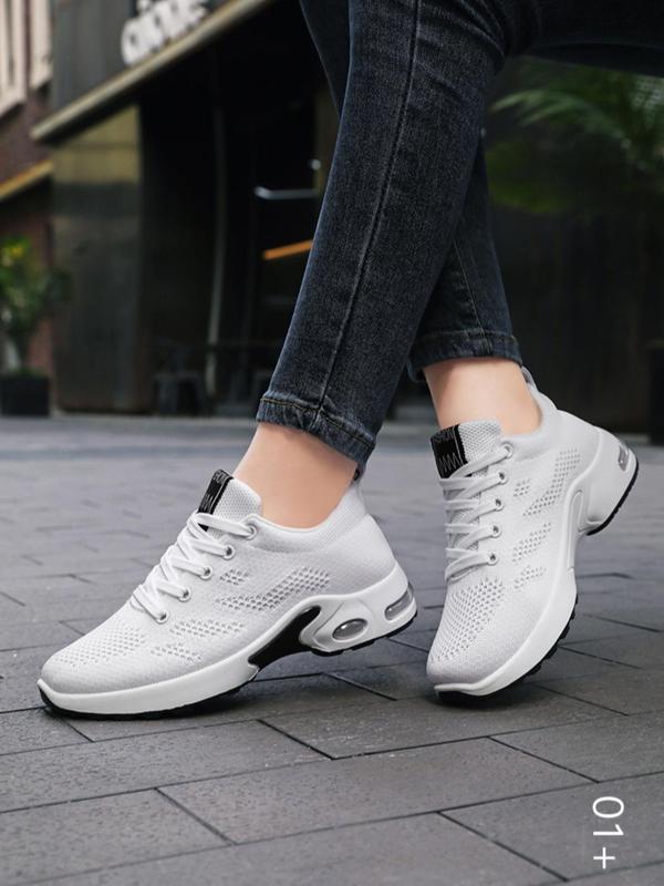 Women's Fashionable Lace Up Low Top Sneakers, Casual Comfortable Breathable Sports Running Shoes, Soft Sole Air Cushion Walking Shoes for Daily Wear