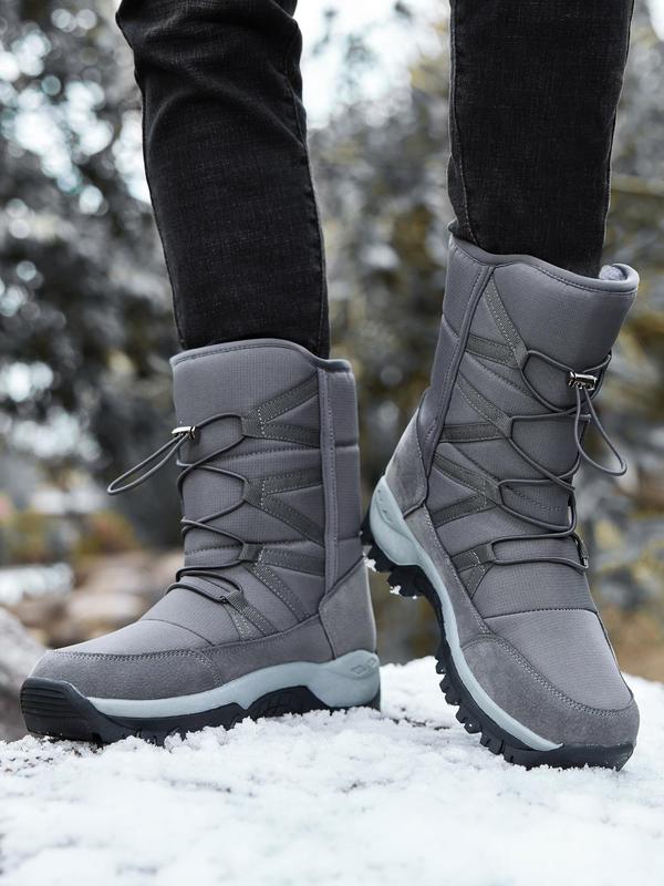 Men's Winter Snow Boots, Outdoor Warm Mid Calf Waterproof Durable Boot, Non-slip Warm Climbing Shoes for Outdoor Activities