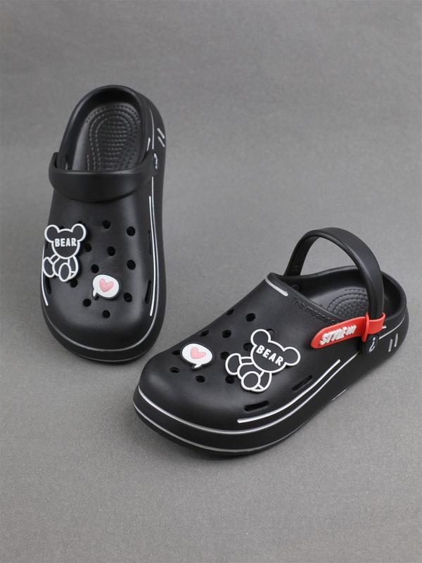 Women's Cute Cartoon Bear Pattern Clogs, Casual Comfortable Hollow Out Design Clogs, Fashionable Clogs for Indoor & Outdoor Wear