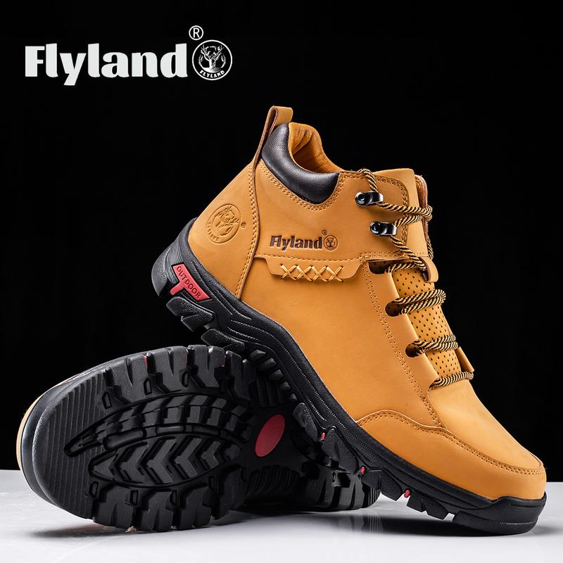 FLYLAND Men's Classical Vintage Genuine Leather Chukka Boots Casual Outdoor Shoe Dress Boots Walking Shoes