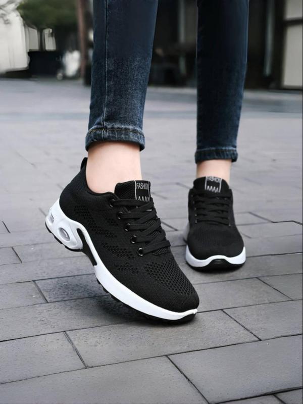 Women's Fashionable Lace Up Low Top Sneakers, Casual Comfortable Breathable Sports Running Shoes, Soft Sole Air Cushion Walking Shoes for Daily Wear