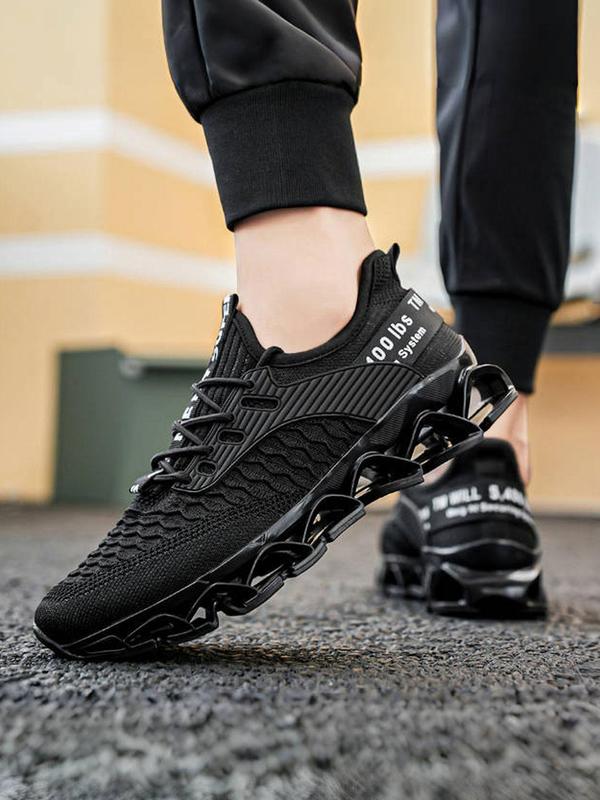 Men's Fashionable Letter Label Decorated Lace Up Low Top Sneakers, Casual Comfortable Breathable Sports Running Shoes, Male All-match Round Toe Sneakers for Daily Life