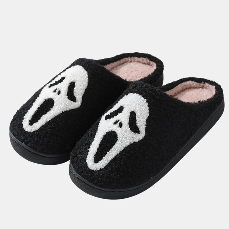 Halloween House Slippers for Women, Soft Plush Comfy Halloween Slippers Slip-on Cozy Indoor Outdoor Slippers