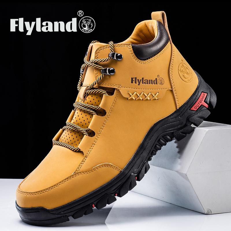 FLYLAND Men's Classical Vintage Genuine Leather Chukka Boots Casual Outdoor Shoe Dress Boots Walking Shoes