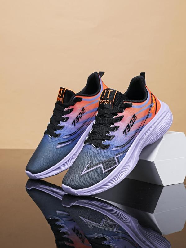 Men's Fashionable Colorblock Lace Up Low Top Sneakers, Casual Breathable Comfortable Sports Running Shoes, Trendy All-match Sneakers for Daily Wear