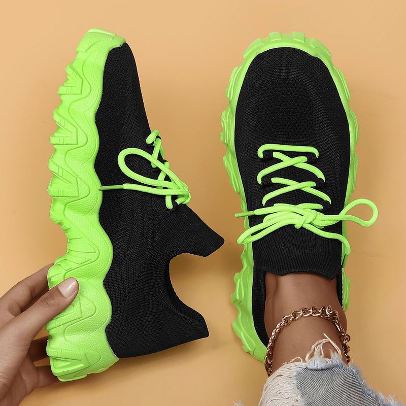 Women's Summer Lace-up Low Top Sneakers, Comfortable Ankle Socks Shoes Foot Wear Walking Shoes - Breathable Woven Slip On