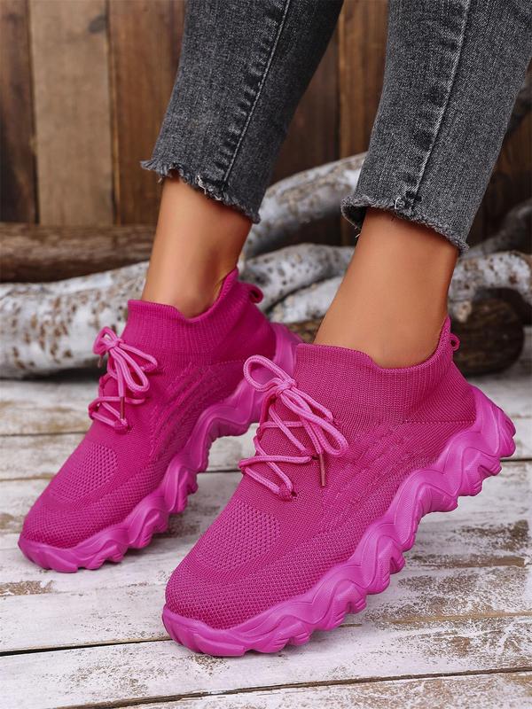 Women's Fashionable Lace Up Low Top Sneakers, Casual Breathable Comfortable Sports Running Shoes, All-match Basic Shoes for Daily Wear