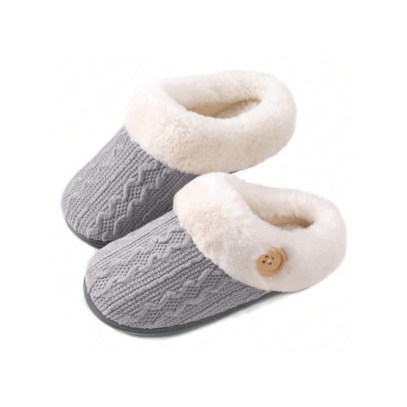 Women's Cozy Memory Foam Slippers,Fuzzy Wool-Like Plush Fleece Lined House Slippers Indoor Outdoor Slippers With Anti-Skid Rubber Sole