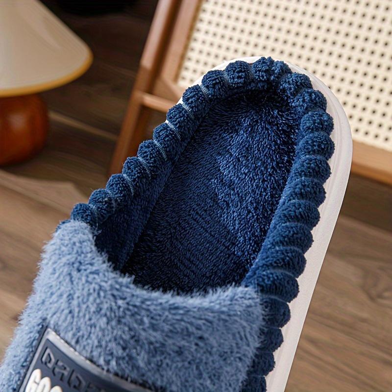 Cozy Plus-Size Men's Slippers - Plush Fleece Lined, Non-Slip Thick Sole for Fall Winter Comfort