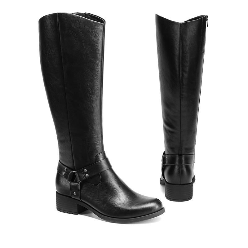 Dream Pairs Women's Side Zipper Buckle Riding Boots