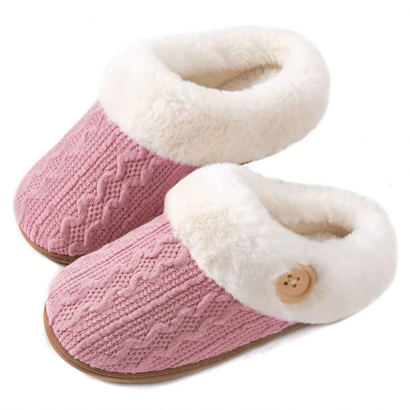 Women's Cozy Memory Foam Slippers,Fuzzy Wool-Like Plush Fleece Lined House Slippers Indoor Outdoor Slippers With Anti-Skid Rubber Sole