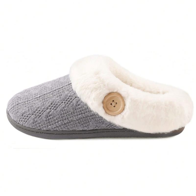 Women's Cozy Memory Foam Slippers,Fuzzy Wool-Like Plush Fleece Lined House Slippers Indoor Outdoor Slippers With Anti-Skid Rubber Sole