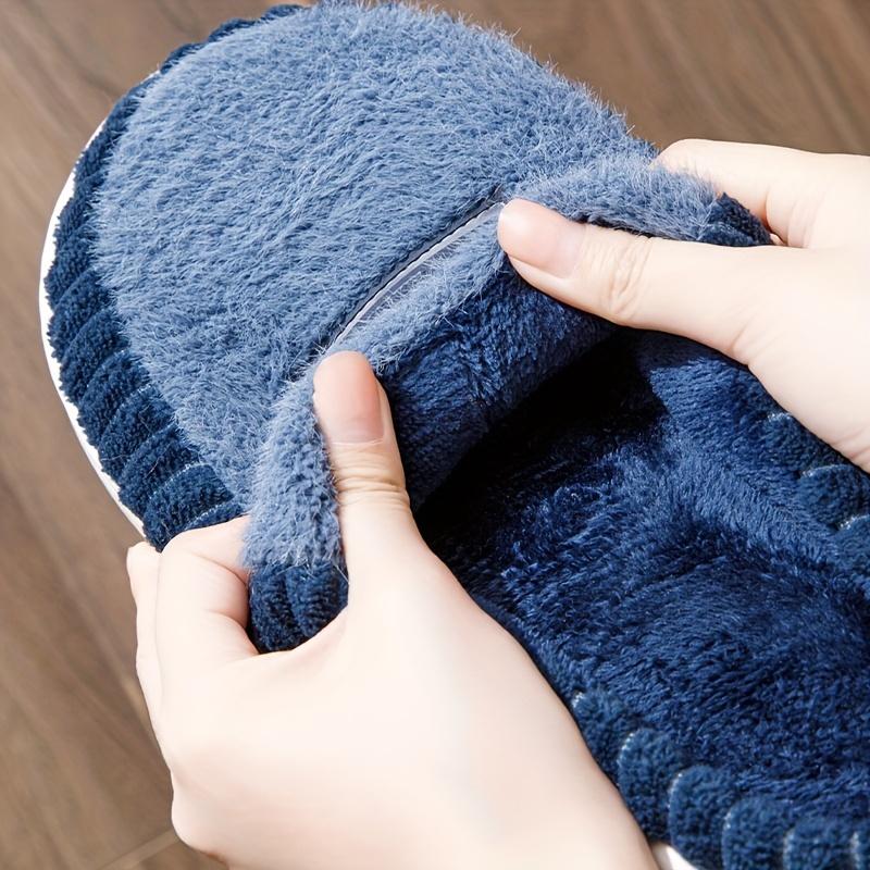 Cozy Plus-Size Men's Slippers - Plush Fleece Lined, Non-Slip Thick Sole for Fall Winter Comfort