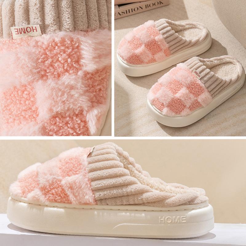 Womens Cotton Slippers Winter Warm Slippers for Women and Men Indoor Outdoor Home Non-slip Shoes