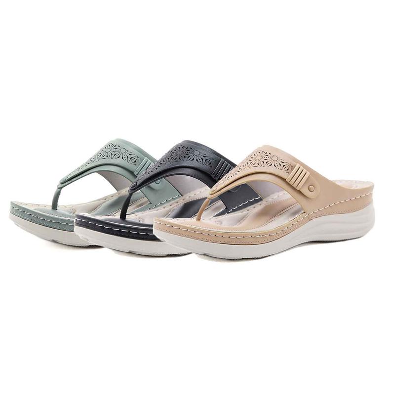 Women Slip on Wedge Sandals Flip Flops Comfort Thong Style Flip Flops Sandals with Arch Support