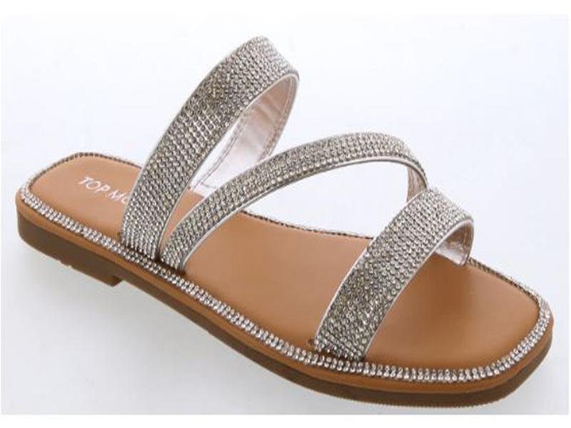 MEDUSA-88 WOMEN'S SANDALS RHINESTONE EMBELLISHED SLIP ON