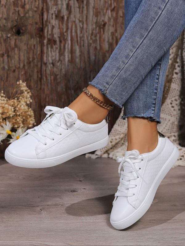 Women's Fashionable Lace Up Low Top Sneakers, Casual Comfortable Sports Shoes for Daily Wear, Female All-match Round Toe Shoes for Daily Wear