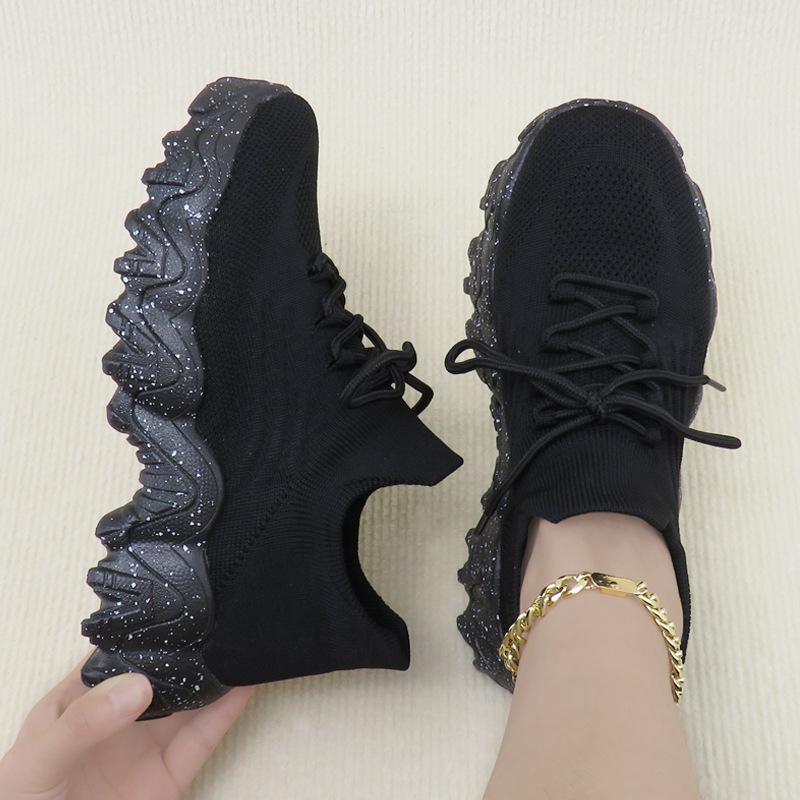 No Brand Breathable Woven Slip On Women's Fashionable Non Slip Running Sneakers Tennis Trainers Walking Style Shoes