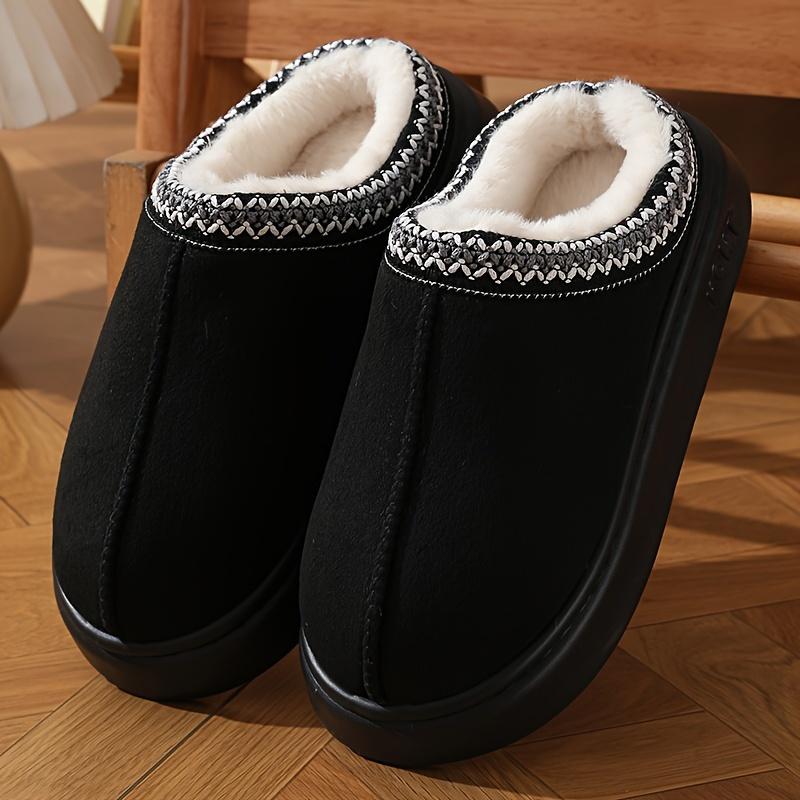 Men's Fashion Slippers, Male and Female Couples Indoor Outdoor Thermal Cotton Slippers, Simple Style, Bottomless, Wool Plush Fabric, Fabric Lining, Rubber Sole, round Toe, Suitable for Four Seasons