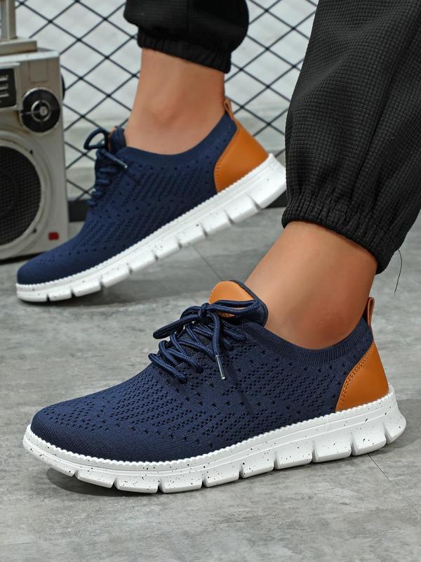 Men's Lace Up Front Mesh Breathable Lightweight Sneakers, Casual Comfortable Sports Running Shoes, Male All-match Round Toe Shoes for Daily Wear