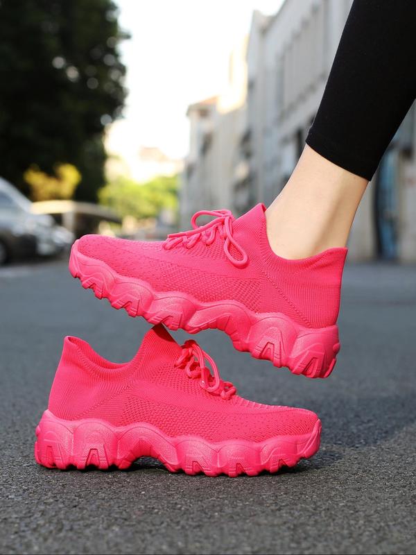 Women's Solid Color Lace Up Athletic Running Walking Shoes, Back To School Casual Runner  Sporty Breathable Socks Gym Shoes, Women Training Sneakers for All Seasons, Girl Footwear