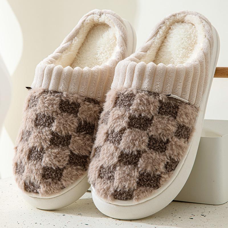 Womens Cotton Slippers Winter Warm Slippers for Women and Men Indoor Outdoor Home Non-slip Shoes