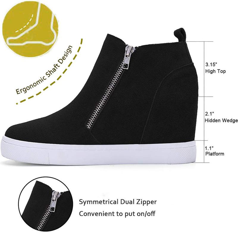 Athlefit Women's Wedge Sneakers Hidden Heel Platform Wedge Booties Hidden Wedgie Sneakers winter boots boots