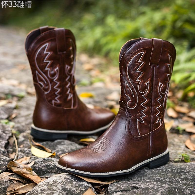 Windproof Slip-On Cowboy Boots for Horse Riding Walking Shoes Footwear