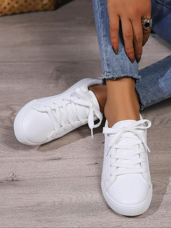 Women's Fashionable Lace Up Low Top Sneakers, Casual Comfortable Sports Shoes for Daily Wear, Female All-match Round Toe Shoes for Daily Wear