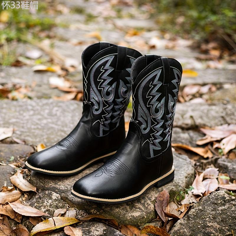 Windproof Slip-On Cowboy Boots for Horse Riding Walking Shoes Footwear