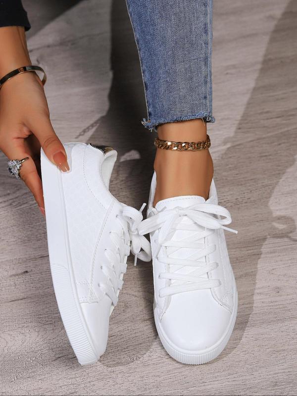 Women's Fashionable Lace Up Low Top Sneakers, Casual Comfortable Sports Shoes for Daily Wear, Female All-match Round Toe Shoes for Daily Wear