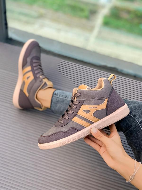 Women's Fashion Colorblock Lace Up Low Top Sneakers, Casual Comfortable Round Toe Sports Shoes for Daily Wear, Female All-match Basic Shoes for Daily Wear