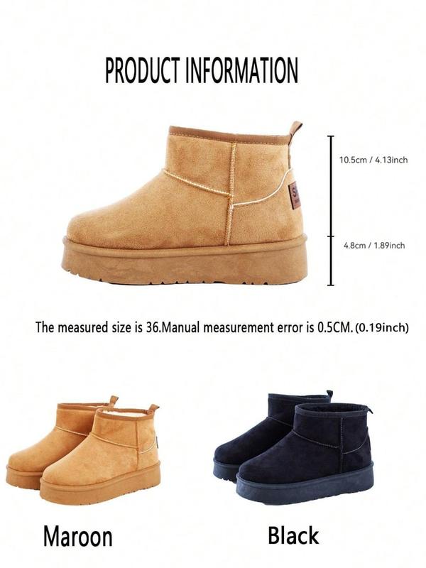 Women's Solid Color Thick Sole Snow Boots, Casual Warm Ankle Boots for Winter, Female All-match Round Toe Shoes for Daily Wear