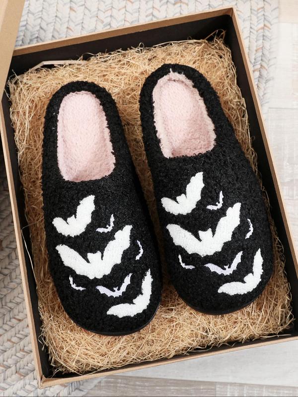 Women's Christmas Halloween Themed Cartoon Pattern Plush Slippers, Casual Soft Comfortable Home Slippers, Warm Slippers for Indoor & Outdoor Use for All Seasons