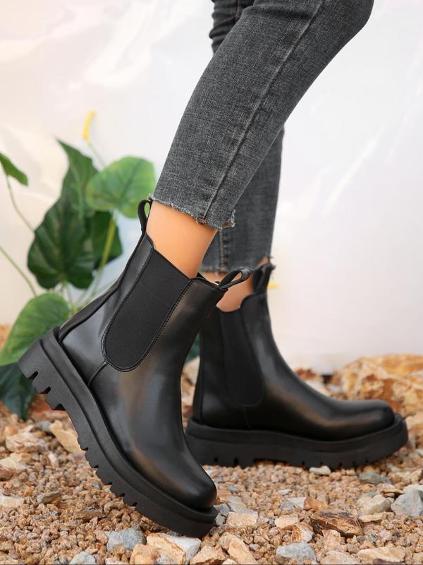 Women's Fashionable Solid Color Chelsea Boots, 2024 New Style Casual Comfortable Boots for Daily Wear, Female All-match Trendy Shoes for Fall & Winter