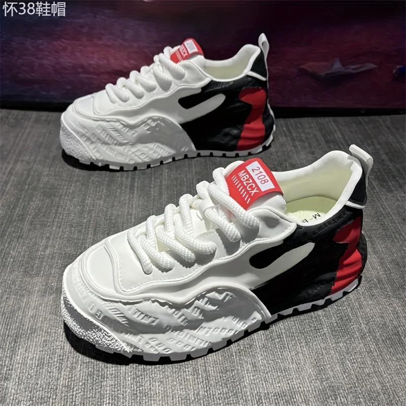 Fashion Chunky Sneakers - Comfortable, Versatile Dad Shoes with Thick Platform for Height Boost, Lace-Up Casual Streetwear, All-Season Wear Closed Sports Shoes Trainer Training Runner Athletic Running Footwear Boy Walking Shoes Insole Rubber